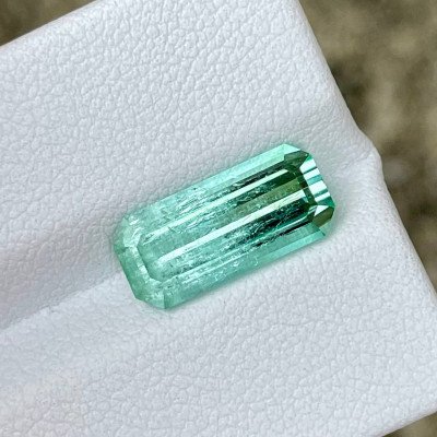 3.88 carats Seafoam Tourmaline Stone Emerald Cut Afghan Gemstone